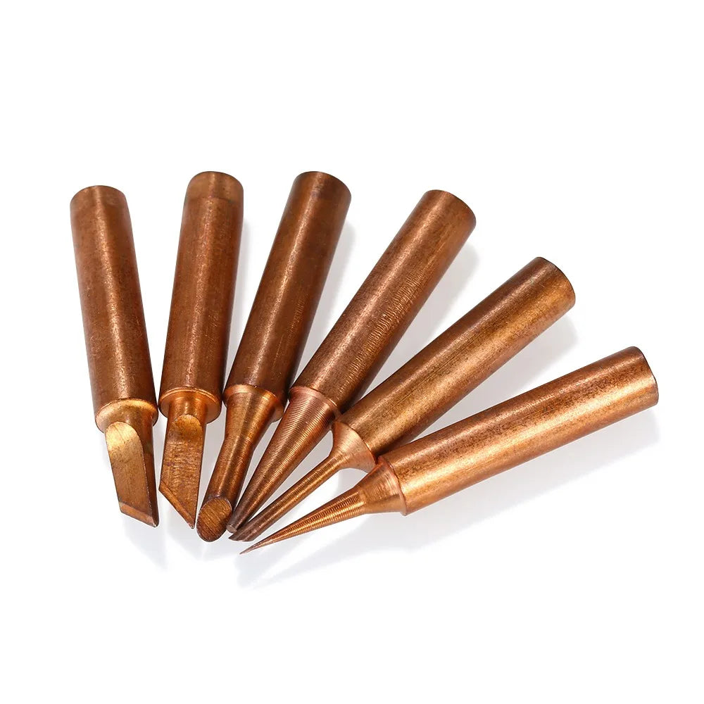 6-Piece 900M-T Pure Copper Lead-Free Soldering Iron Tips Set Soldering Iron Tips Nixie