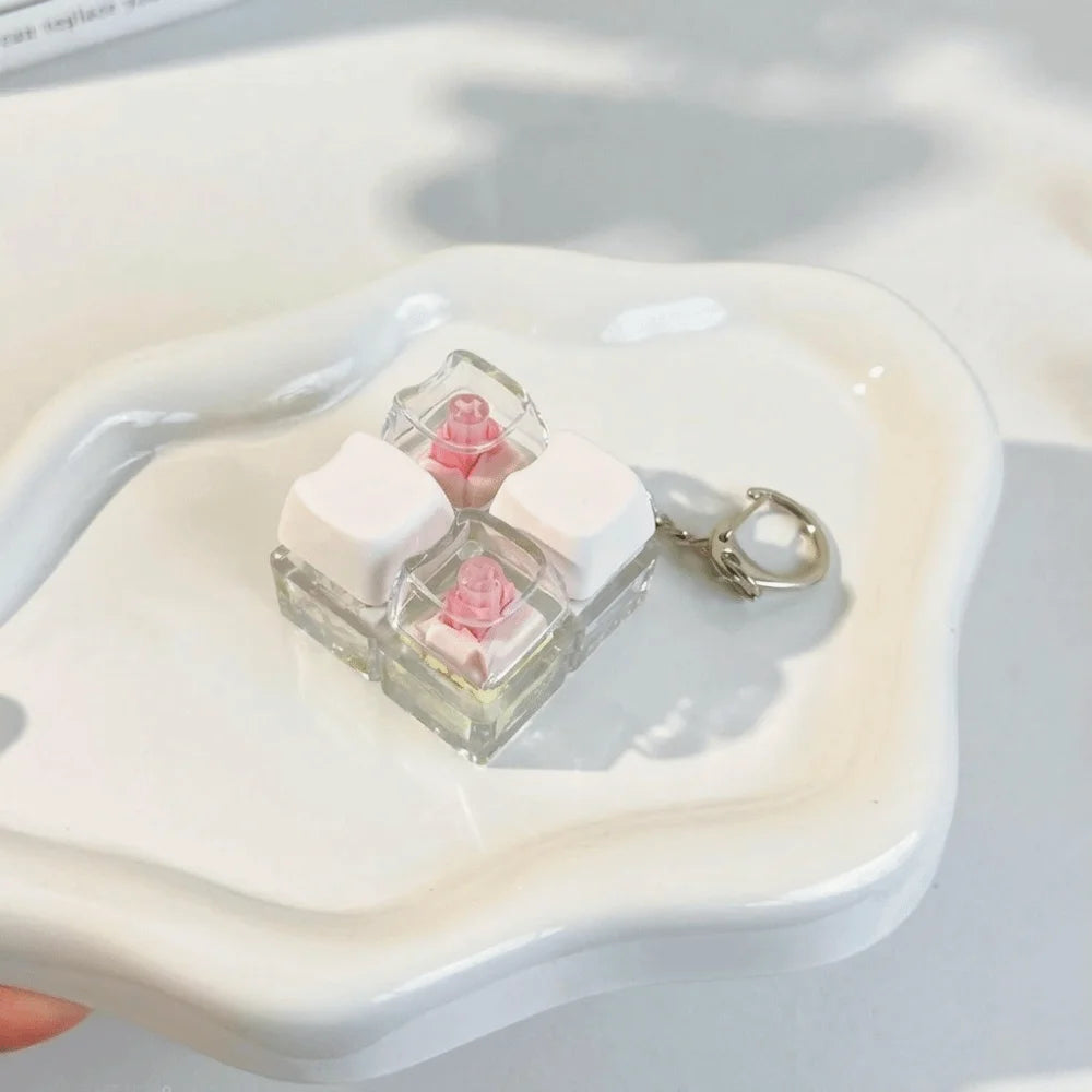 Pastel Bear Fidget Clicker Keychain – 4-Key Sensory Toy