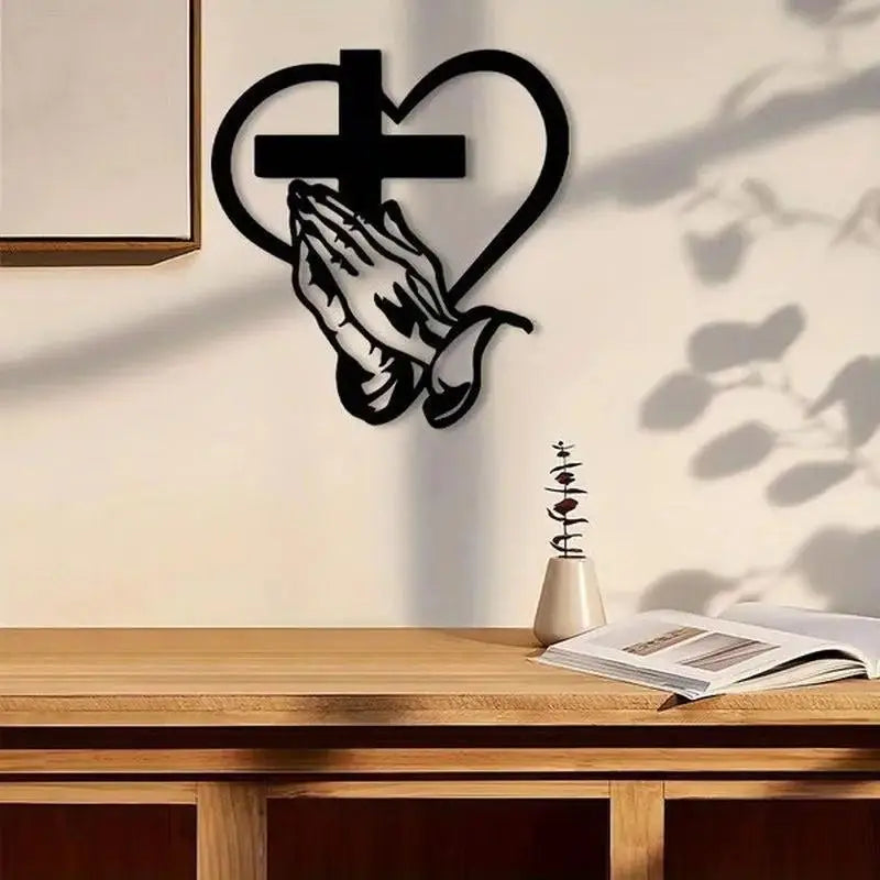 Prayer Hands Cross Heart Wall Art – Religious Home Decor Religious Wall Art Nixie