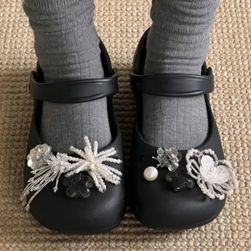 Flower Pearl Shoe Charms – Removable Ballet & Clog Buckles Shoe Charm Accessory Nixie