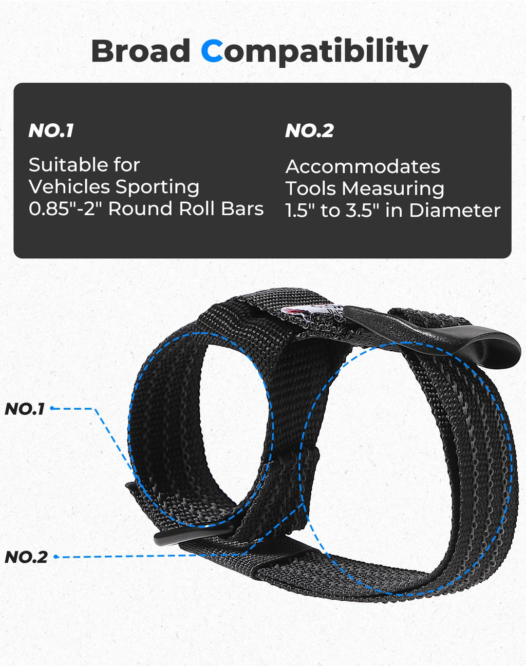 KEMIMOTO 4-Pack UTV Shovel Holder Roof Rack Straps | RZR X3 UTV Roof Rack Straps Nixie
