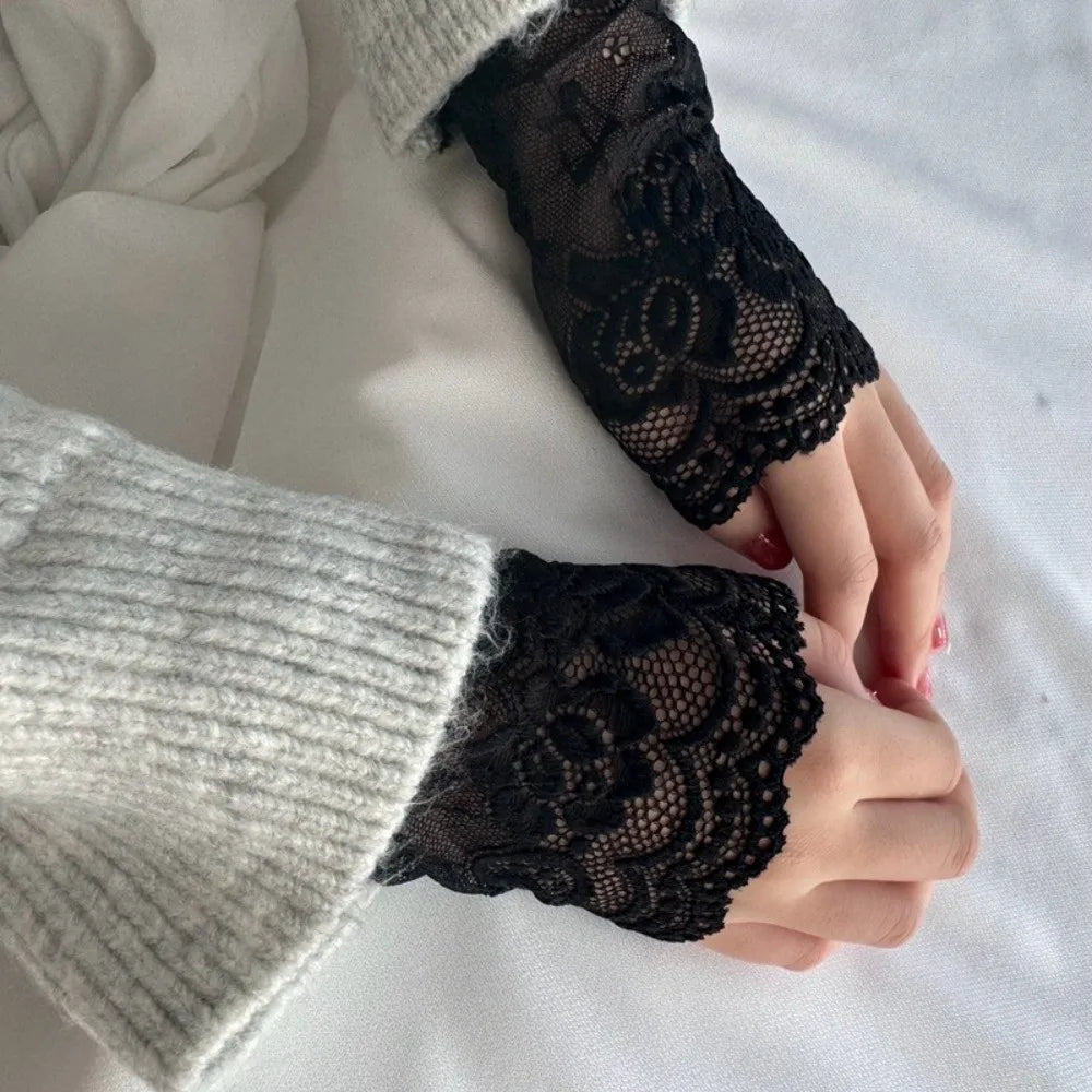 Embroidered Lace Detachable Fake Sleeves | Elastic Wrist Cuffs Lace Arm Warmers Nixie