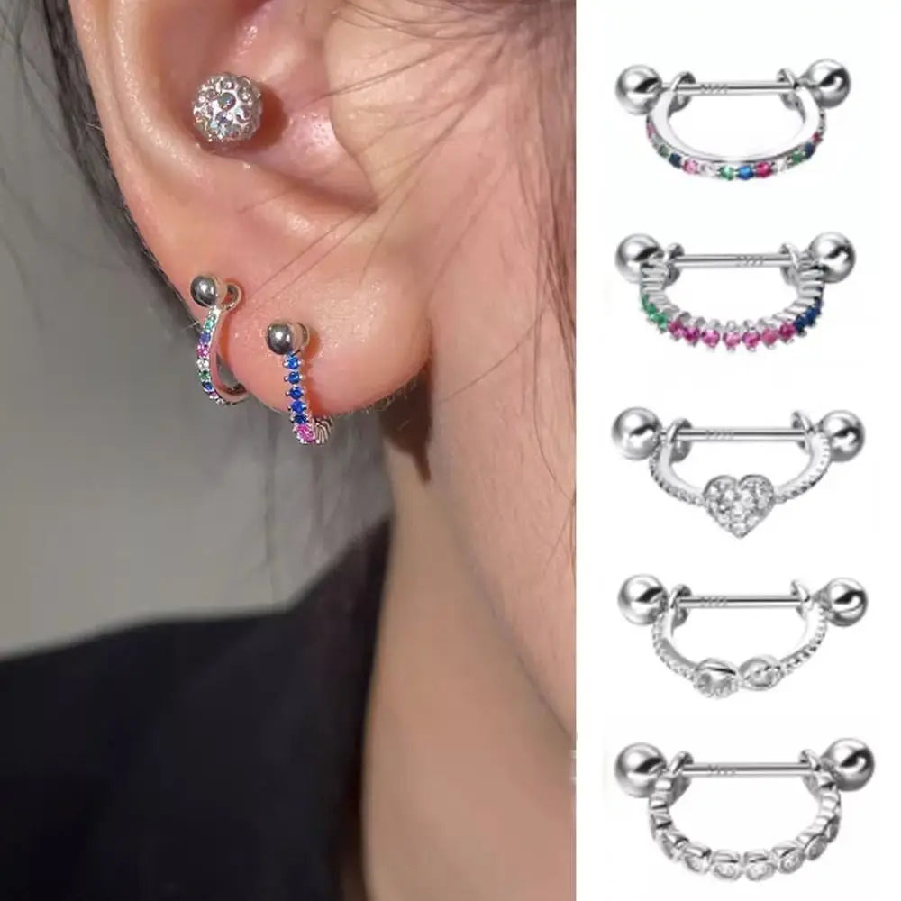 CZ Piercing Earrings Silver Zircon Fashion Jewelry for Women CZ Piercing Earrings Nixie