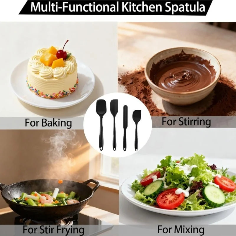 4-Piece Silicone Cooking Utensil Set – Heat-Resistant Spatulas Silicone Spatula Set Nixie