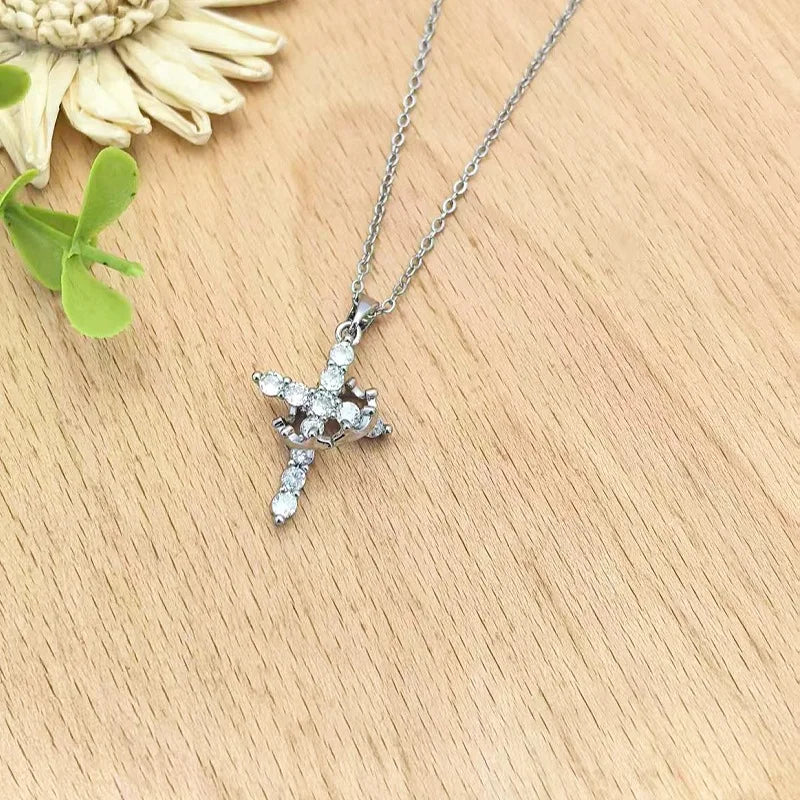 Gold Cross Pendant Necklace for Women | Minimalist Collarbone Cross Pendant Necklace Nixie