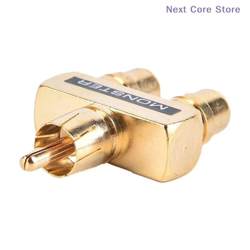24K Gold Plated RCA Splitter 1 Male to 2 Female Audio Adapter RCA Audio Adapter Nixie