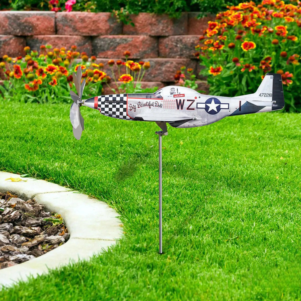 Airplane Wind Spinner Stainless Steel Weatherproof Garden Sculpture Garden Wind Spinner Nixie