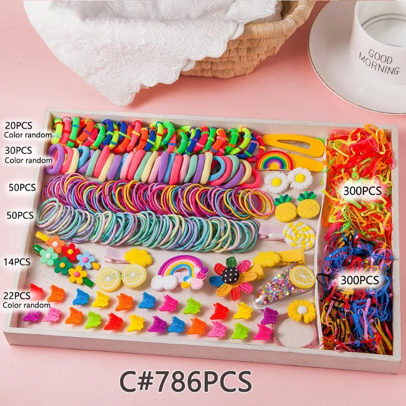 Kids Bow & Flower Elastic Hair Bands Set – No-Snag, Colorful