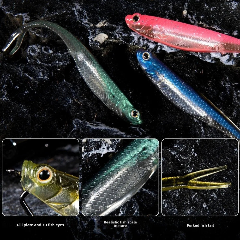 5-Pack Soft Silicone Fishing Lures 100mm – Swim Bait Set Soft Fishing Lure Nixie