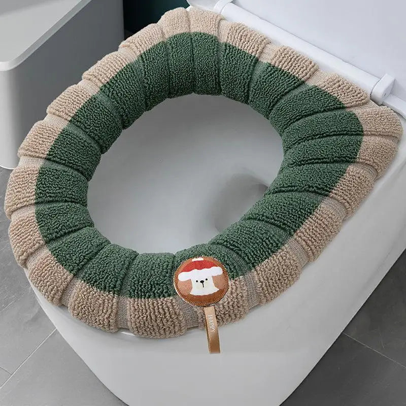 Knitted Toilet Seat Cover – Washable, Thickened & Universal Fit Toilet Seat Cover Nixie one size Green