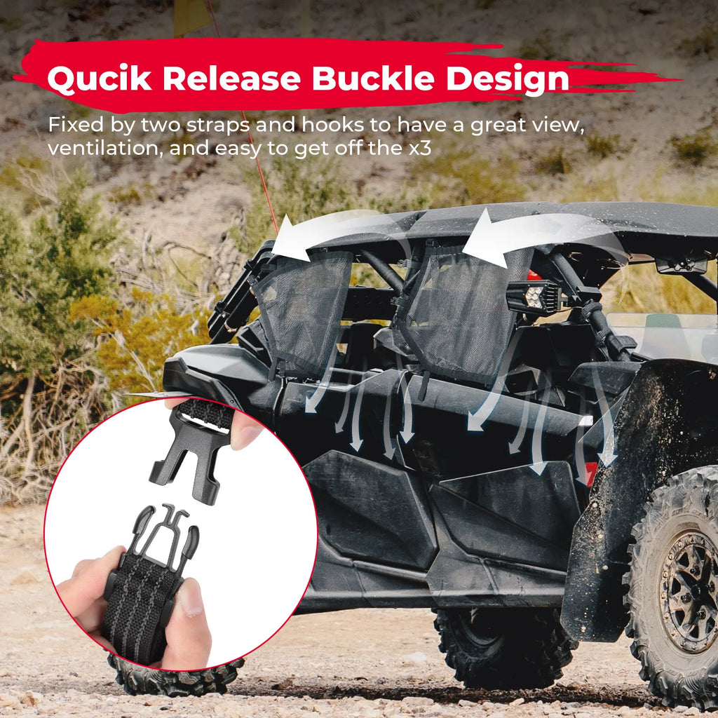 PVC Mesh Door Net for Can-Am Maverick X3 Max 4-Door 2017-2026 UTV Door Mesh Net Nixie