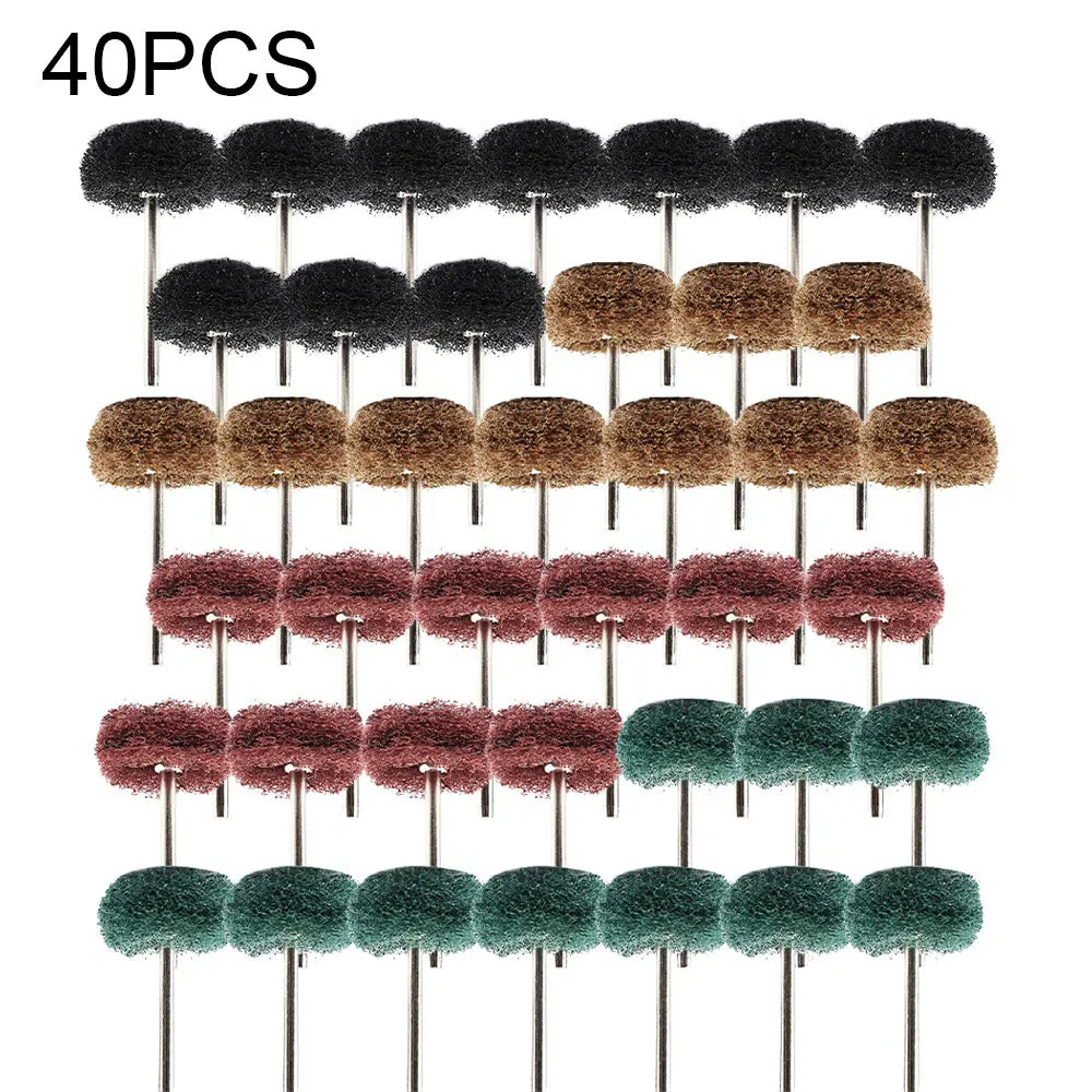 40pc Nylon Buffing Polishing Wheels 3mm Shank 180-400 Grit Set Rotary Tool Accessories Nixie
