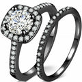 Women's Black Gold Plated White Zircon Bridal Ring | Size 6–10 Bridal Ring Set Nixie 9 black