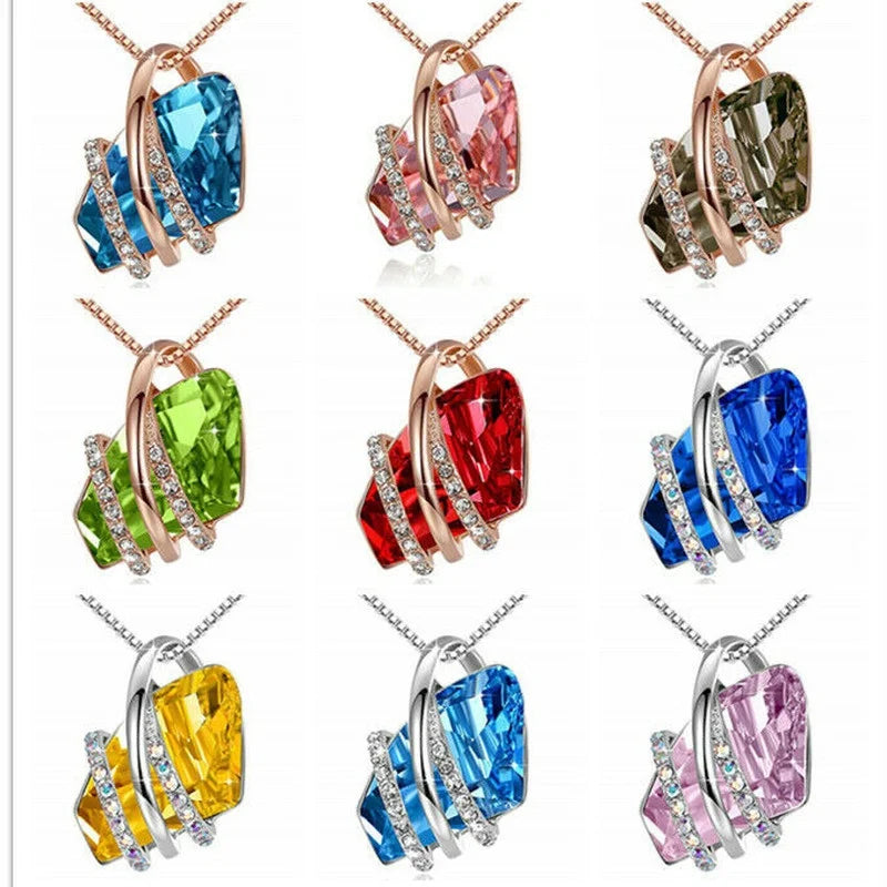 Crystal Glass Birthstone Pendant Necklace – Classic Design Pendant Necklace Nixie