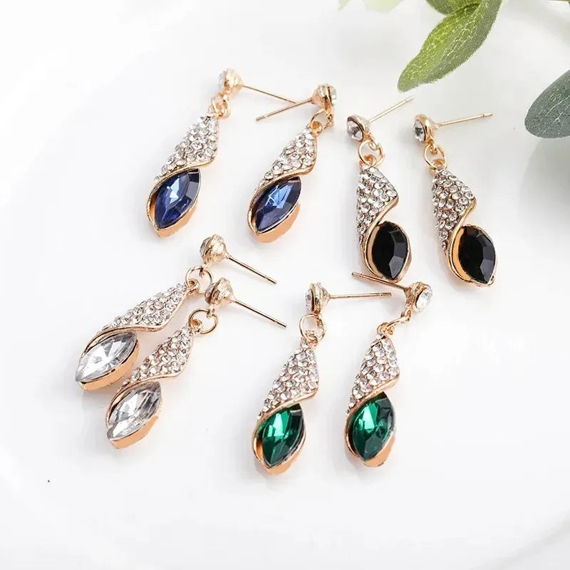 Women's Rhinestone Crystal Water Drop Earrings | White
