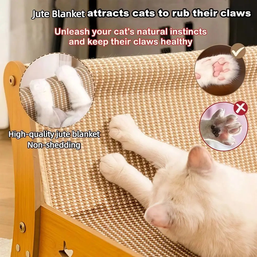 3-in-1 Cat Play Chair | Jute Scratcher, Bed & Wooden Sofa Cat Scratcher Bed Nixie