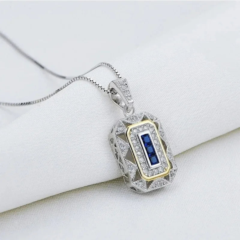 Women's White CZ Pendant Necklace – Silver & Gold-Tone Chain Pendant Necklace Nixie