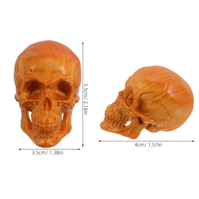 Carved Wood Skull Figurine – Halloween & Home Decor Statue Skull Decor Figurine Nixie