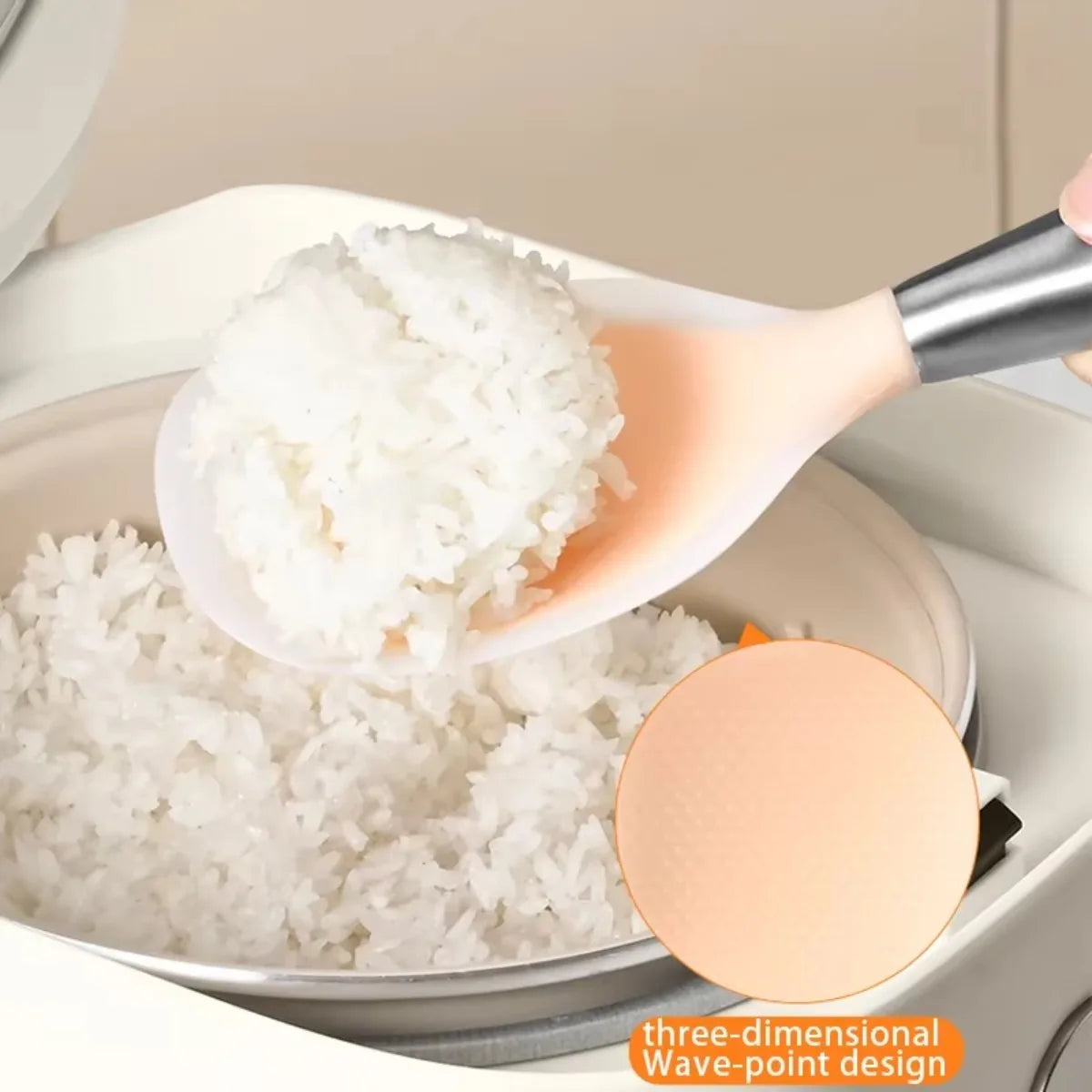 Silicone Rice Spoon with Stainless Steel Handle – Non-Stick Silicone Kitchen Spoon Nixie