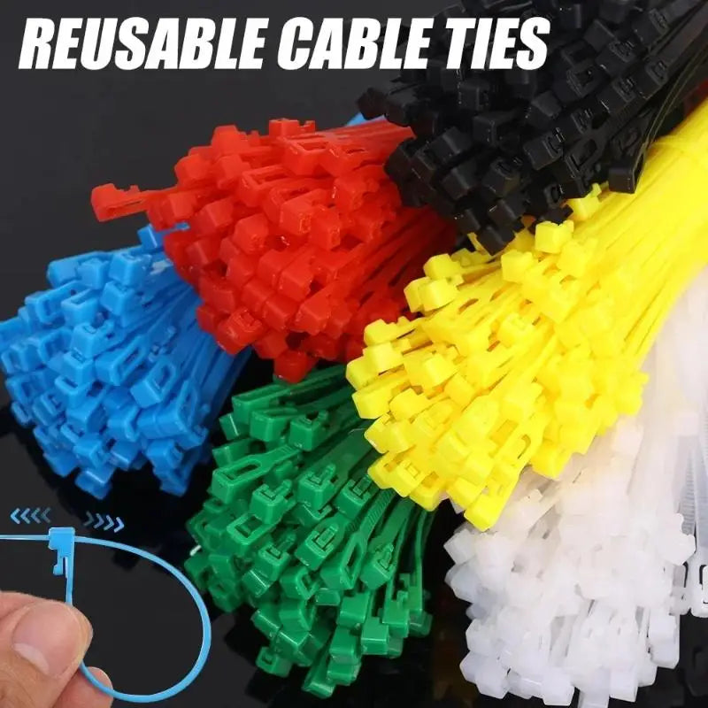 100PCS Reusable Nylon Cable Ties – Colored Detachable Zip Ties Reusable Cable Ties Nixie
