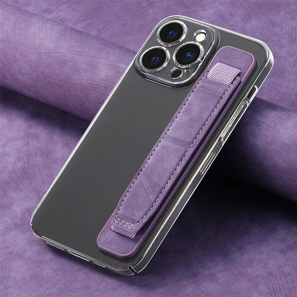 Adhesive Phone Wrist Strap Push-Pull Bracket Stand Phone Grip Strap Nixie Purple