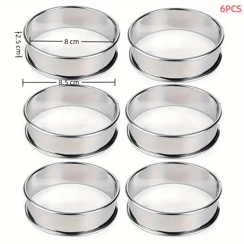 6PCS Stainless Steel Crumpet Baking Rings – Nonstick Mold Set Baking Mold Rings Nixie A2