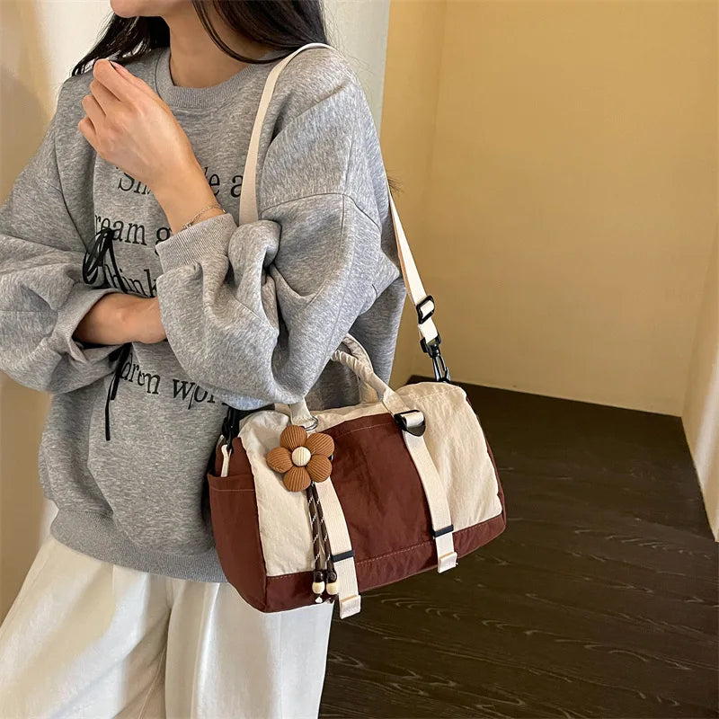 Nixie Color-Block Canvas Boston Pillow Shoulder Bag | Unisex