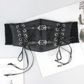 Gothic Corset Waist Belt – Wide Elastic Lace Cummerbund Women Corset Waist Belt Nixie Black