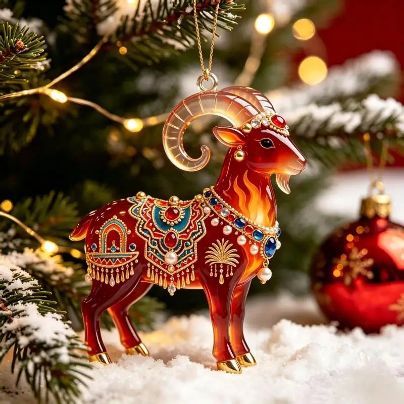 Acrylic Goat Christmas Ornament | Farmhouse Xmas Tree Pendant