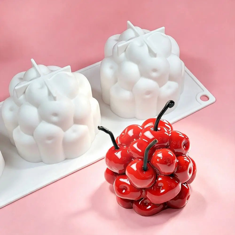 4-Cavity Cherry Cluster Silicone Mold – BPA-Free Dessert Mold Silicone Baking Mold Nixie