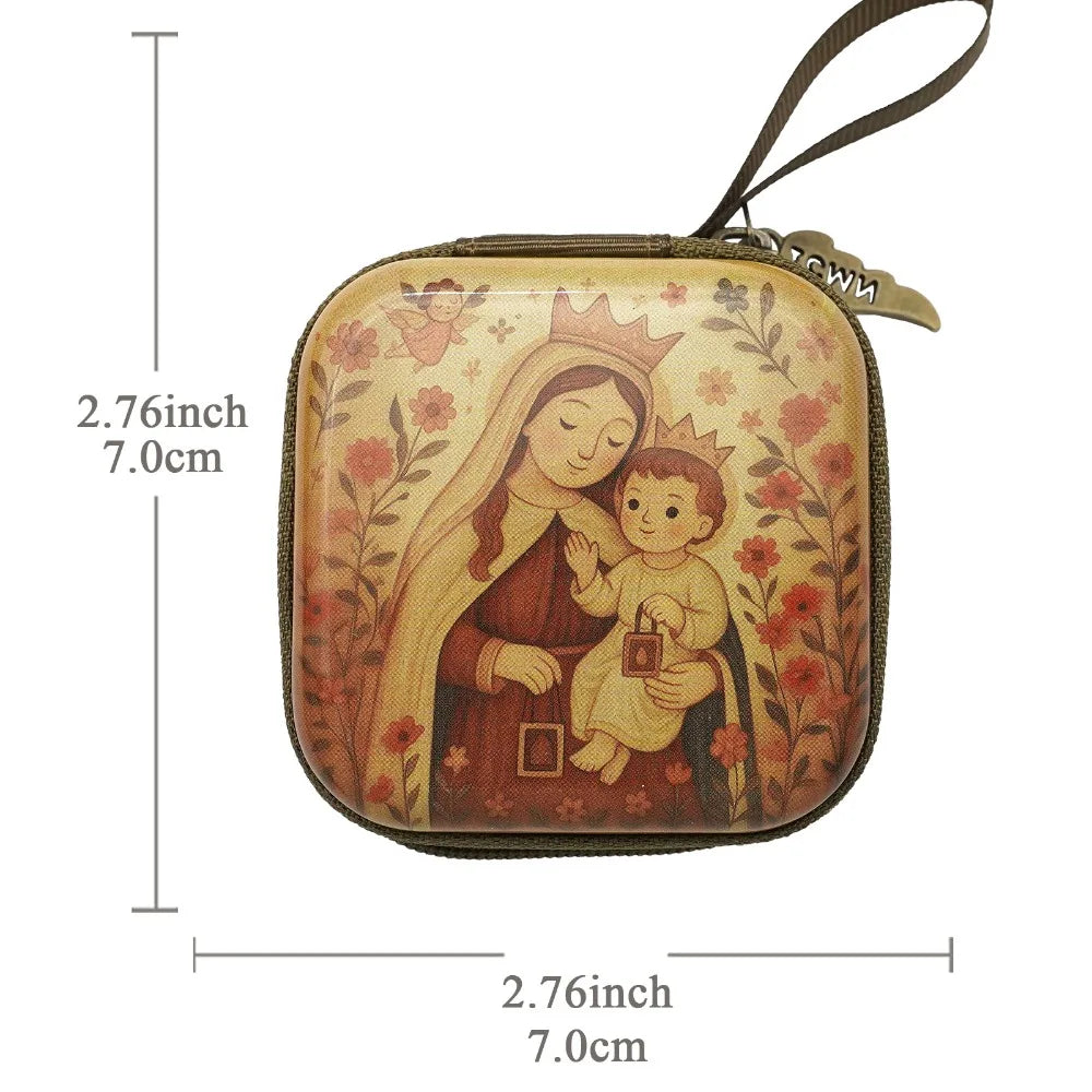 Virgin Mary Rosary Storage Bag – Zippered Christian Gift Box