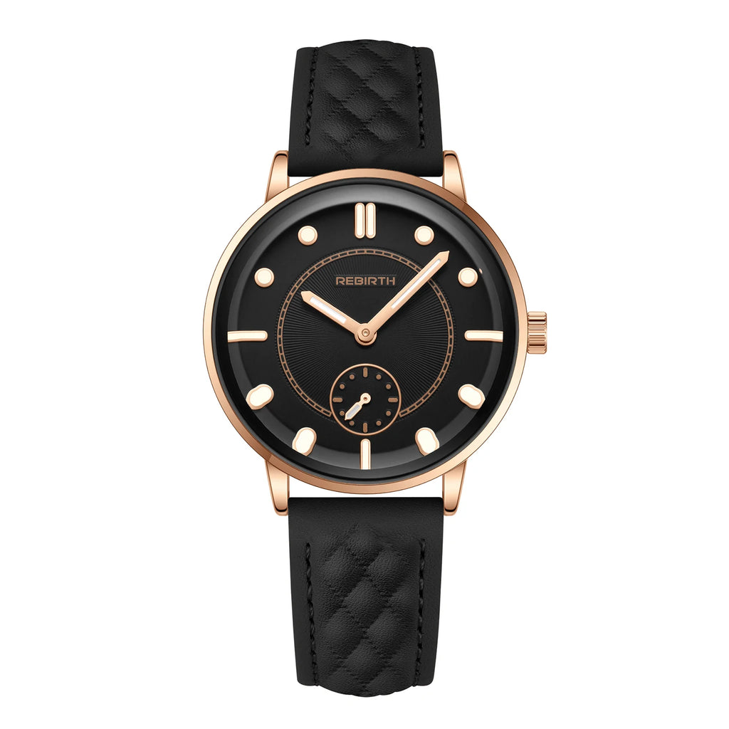 REBIRTH Retro Quartz Wristwatch Leather Band | Minimalist Dial Quartz Wristwatch Nixie black