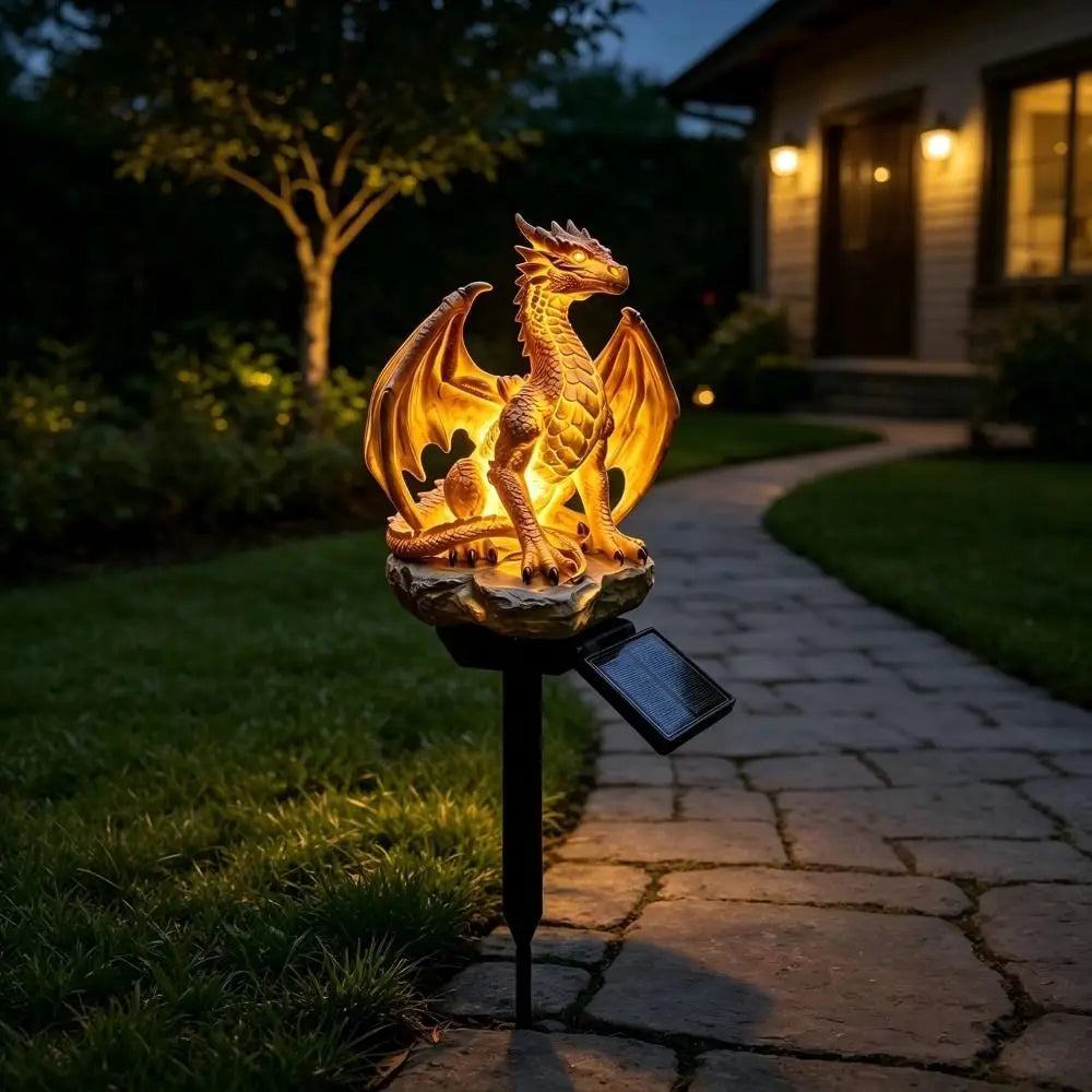 Dragon Solar Garden Stake Light – Warm Glow & Weatherproof Solar Garden Light Nixie