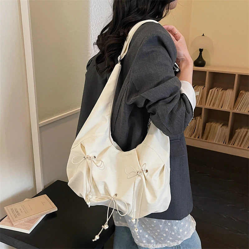 Korean Bow Nylon Shoulder Bag – Large Capacity Women's Bag Women's Shoulder Bag Nixie