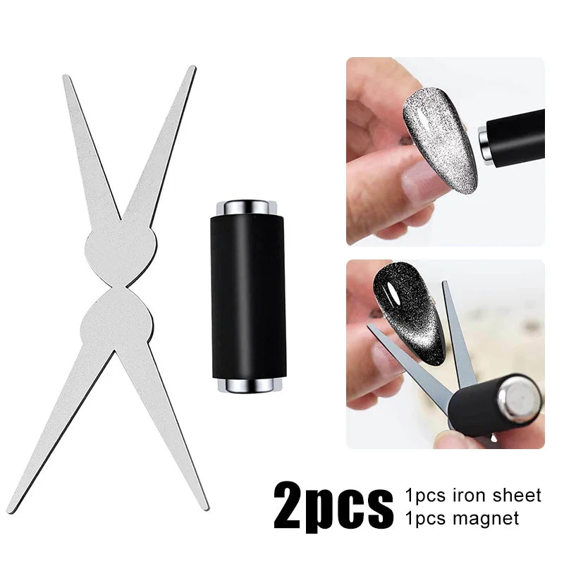 Y-Shaped Cat Eye Nail Magnet Tool – French Gel Polish DIY Nail Art Magnet Nixie Set-2pcs