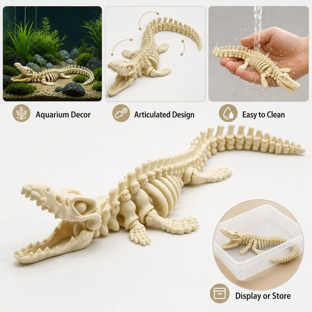 3D Printed Mosasaurus Skeleton Model – Movable Joints 20–28cm