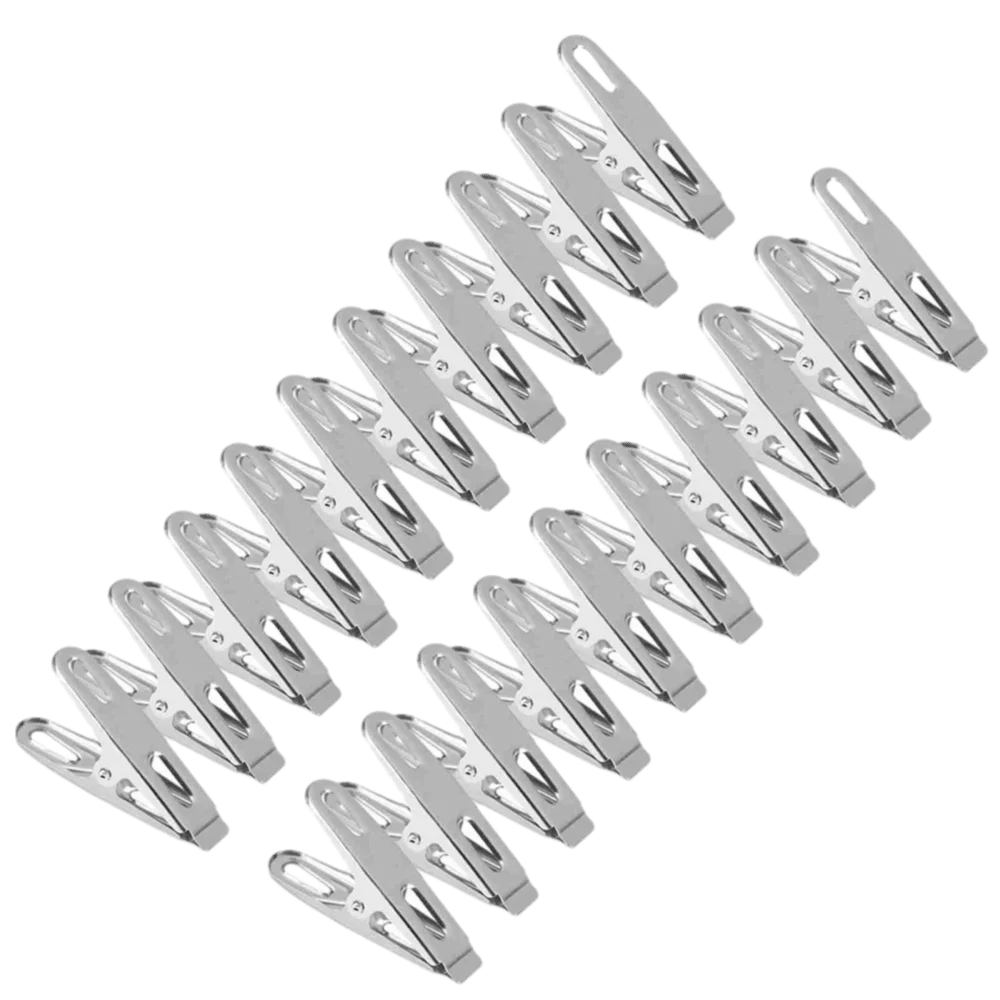 20Pcs Stainless Steel Clothes Pegs Windproof Laundry Clips
