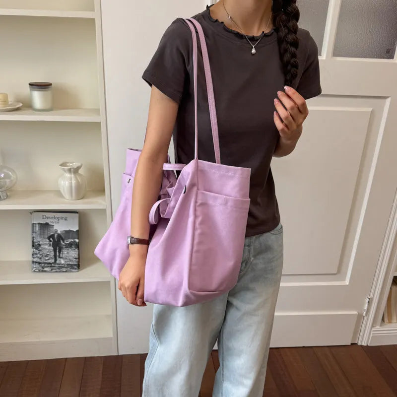 Women's Canvas Tote Bag – Letter Print Large Shoulder Bag Canvas Tote Bag Nixie