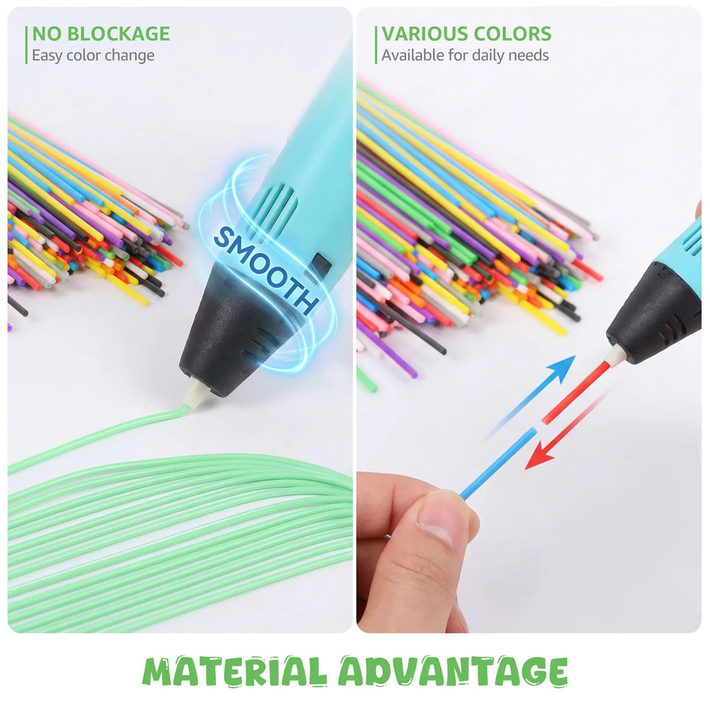 PCL 3D Pen Filament Refills 260/560Pcs – Low Temp, 10/20 Colors 3D Pen Filament Nixie