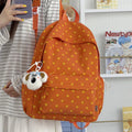 Korean Polka Dot Canvas Backpack – Lightweight School Bag Canvas School Backpack Nixie Orange