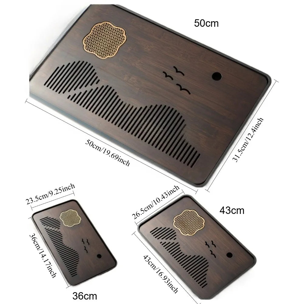 Bamboo Gongfu Tea Tray with Drainage & Water Storage Tea Ceremony Tray Nixie