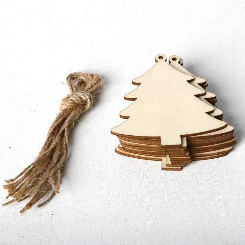10-Pack Paintable Wooden Christmas Ornaments – DIY Wood Slices DIY Wood Ornaments Nixie 10Pc Christmas Tree