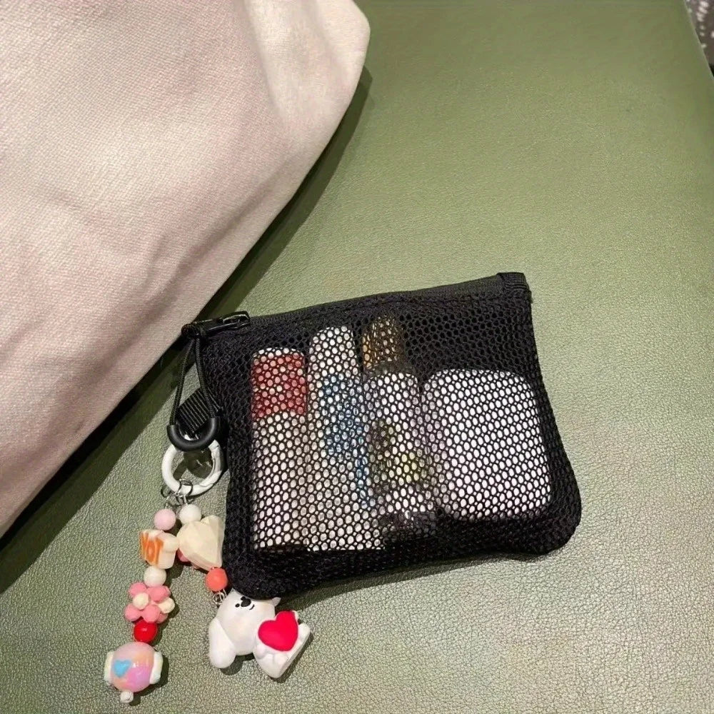 Nixie Mesh Cosmetic Pouch Zipper Travel Organizer Clutch