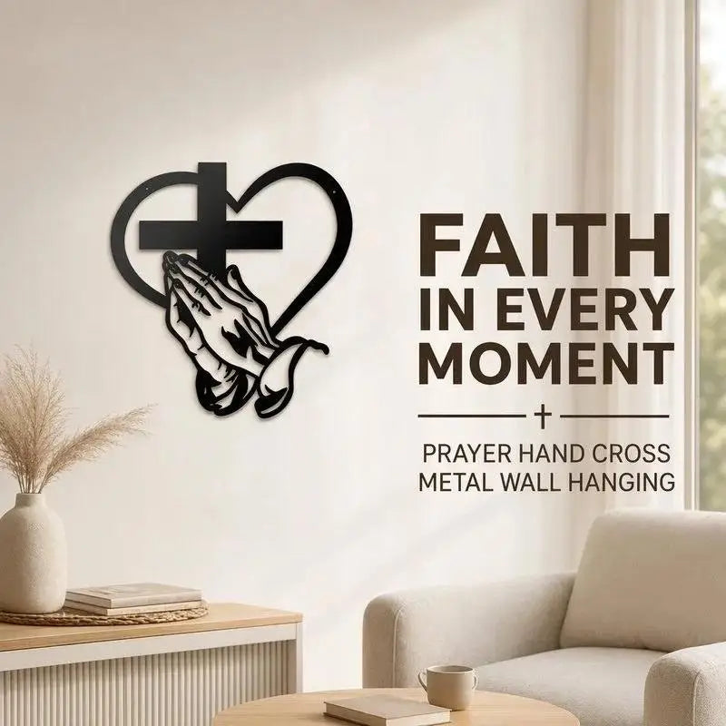 Prayer Hands Cross Heart Wall Art – Religious Home Decor Religious Wall Art Nixie