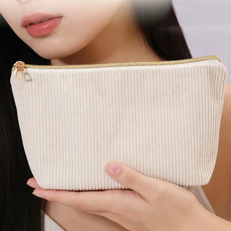 Corduroy Makeup Bag – Large Capacity Travel Cosmetic Organizer Cosmetic Travel Bag Nixie