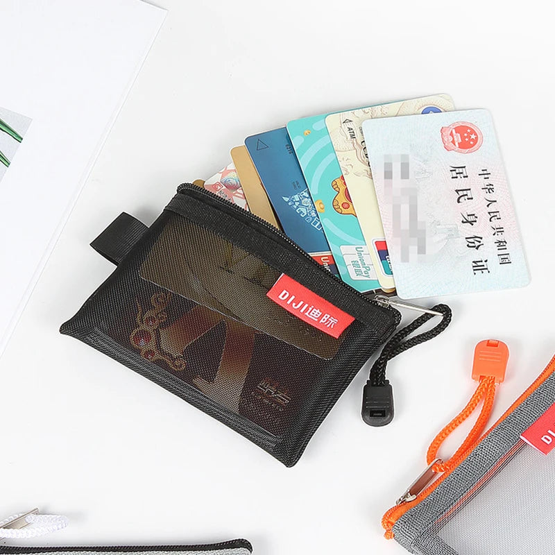 Mini Mesh Zipper Bag – Nylon Card, Coin & Pouch Organizer