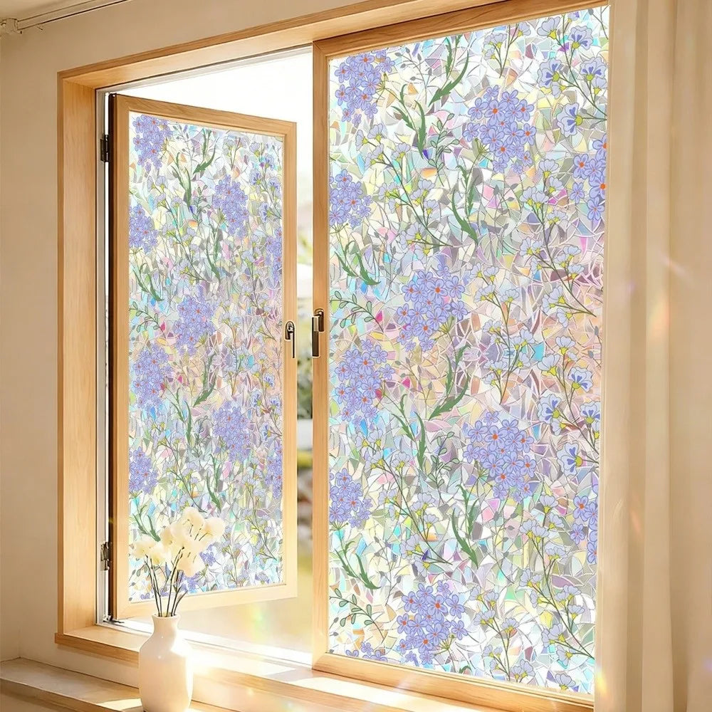 PVC Floral Window Privacy Film – Static Cling Stained Glass