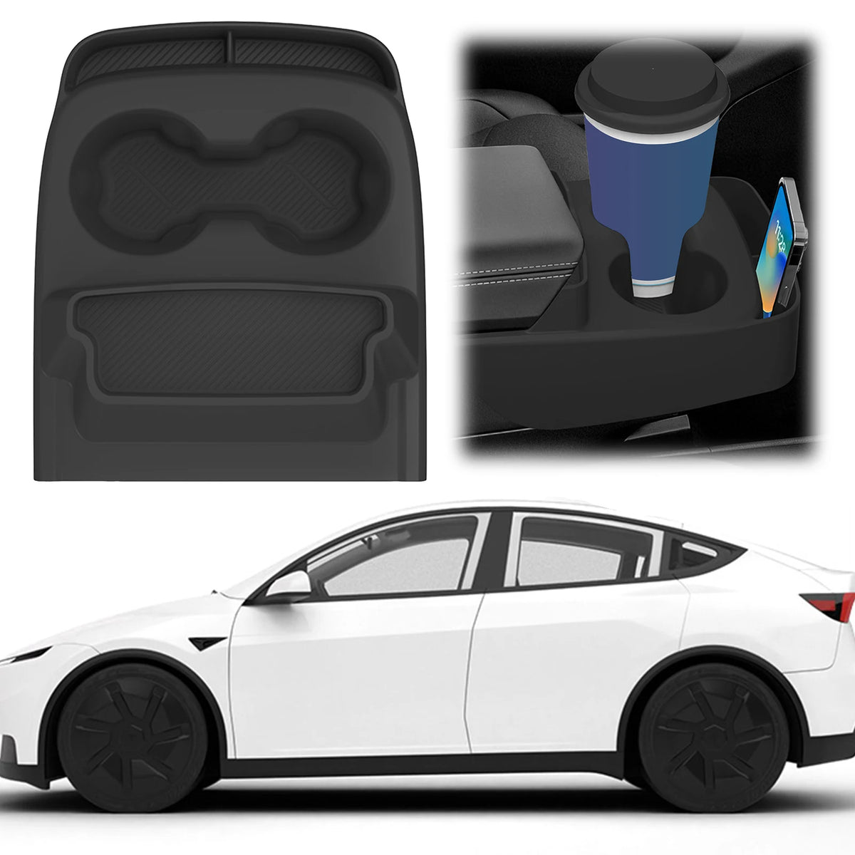Tesla Model Y 2025 Silicone Cup Holder Console Storage Kit Console Cup Holder Nixie