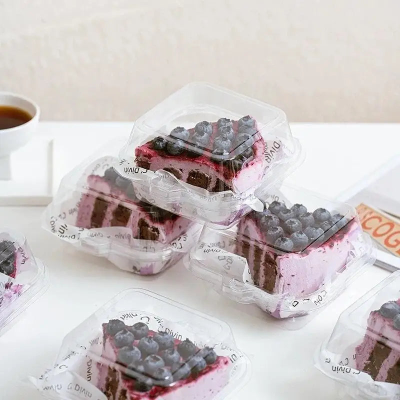 Clear Clamshell Plastic Cake Boxes Bento Packaging 10/50Pcs