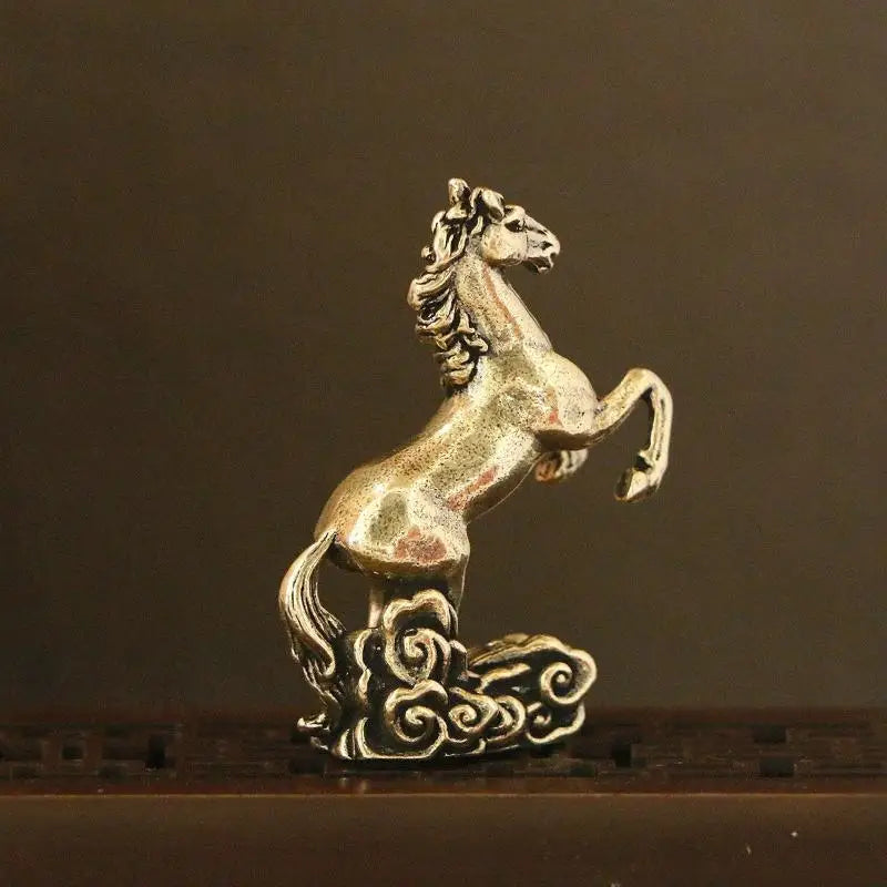 Brass Horse Figurine Chinese Zodiac Desktop Sculpture Decor Desktop Figurine Sculpture Nixie